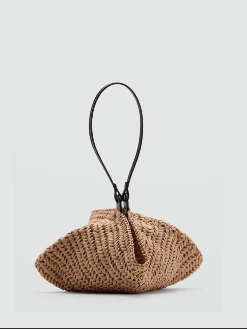 Mango Beige Woven Clutch with Black Strap